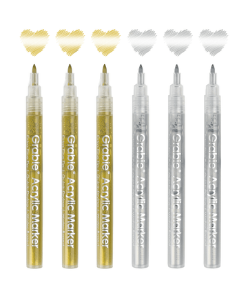 Gold & Silver Extra Fine Tip Acrylic Paint Marker Set Of 6